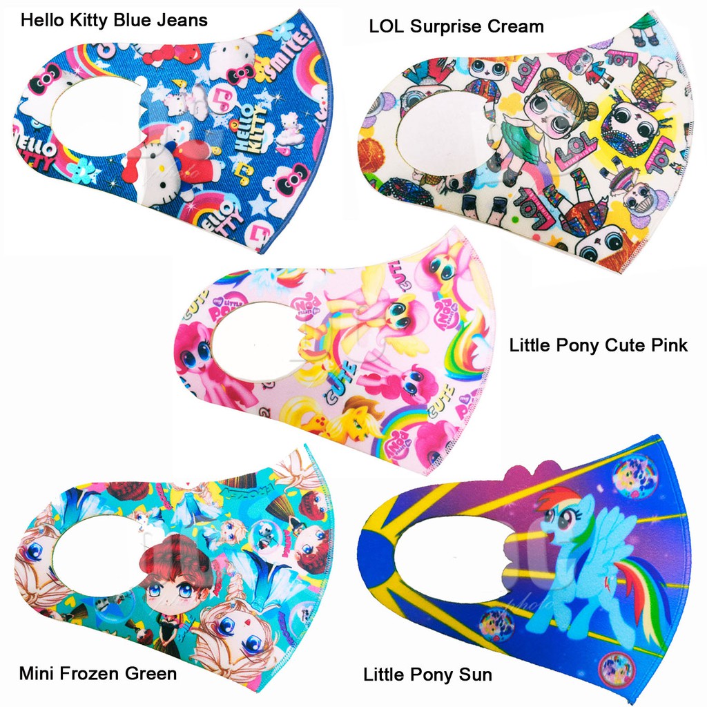 Masker Anak Scuba Premium LOL Hello KItty LIttle Pony Frozen  (Bisa Pilih Motif)