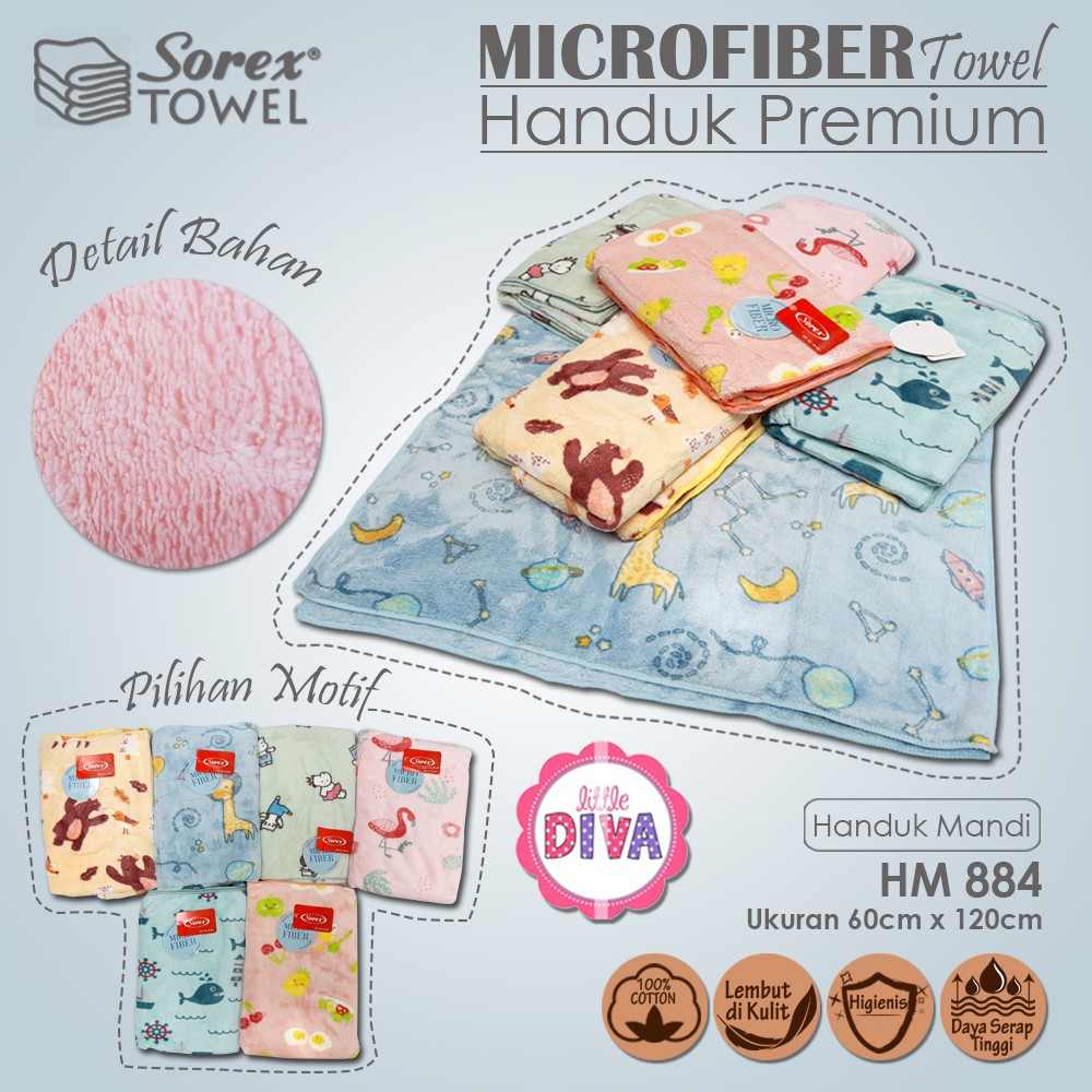 HANDUK MANDI BAYI &amp; ANAK MICRO FIBER HM 884 - MERK SOREX TOWEL - KUALITAS PREMIUM