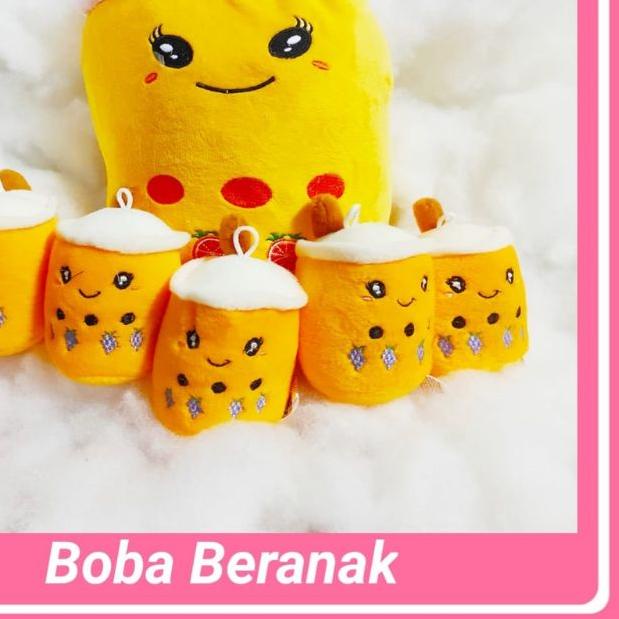 ℮ Boneka Boba Milk Tea Beranak LED Boneka Boba Beranak Lucu Mewah Anak 5 Induk 1 Bahan ➼