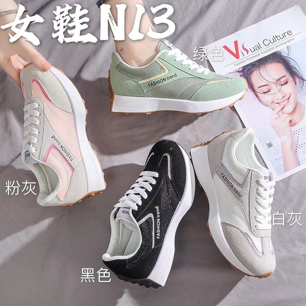 Sepatu Sneakers Sport Bertali Wanita Fashion Korea Original Import N13