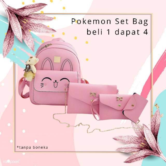 CRK TAS RANSEL ANAK SET POKEMON TAS SEKOLAH SD SMP SMA SMK TAS REMAJA CEWEK COWOK MURAH ALA KOREA