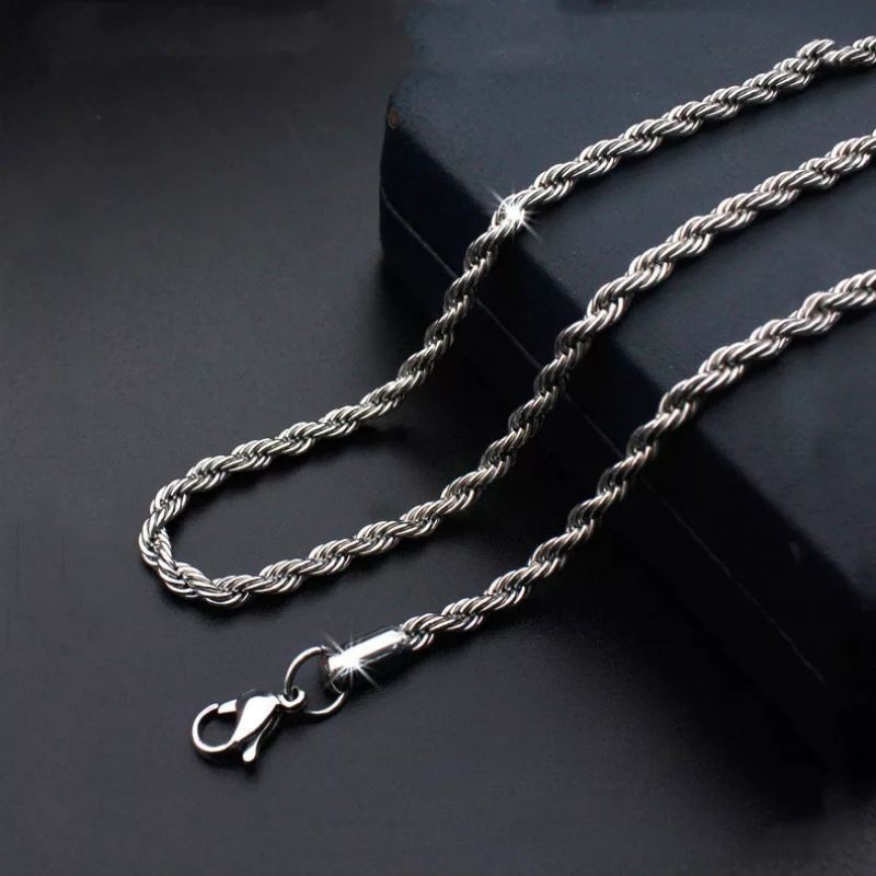 KALUNG TITANIUM PRIA SILVER MODEL TAMBANG  - KEREN