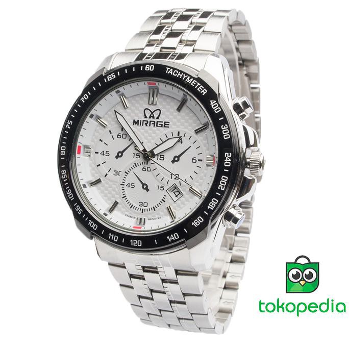 Ready Stok jam tangan pria murah,,,> Jam Tangan pria terlaris Mirage Original silver 8535M pP ON