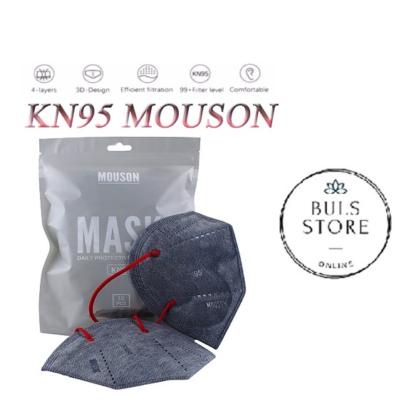 MASKER KN95 MOUSON WARNA JEANS TALI MERAH ISI 10 PCS