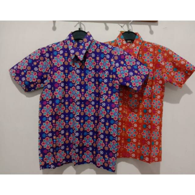 Kemeja Batik Anak Kencana Ungu 04