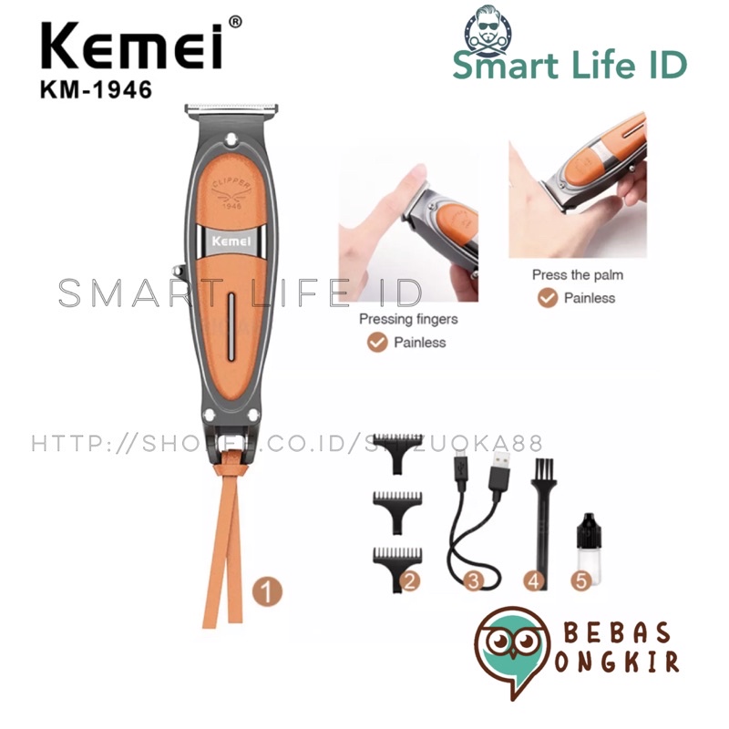 Kemei KM-1946 Alat Cukur Rambut Hair Clipper Detailer Trimmer Mesin Cukuran KM 1946