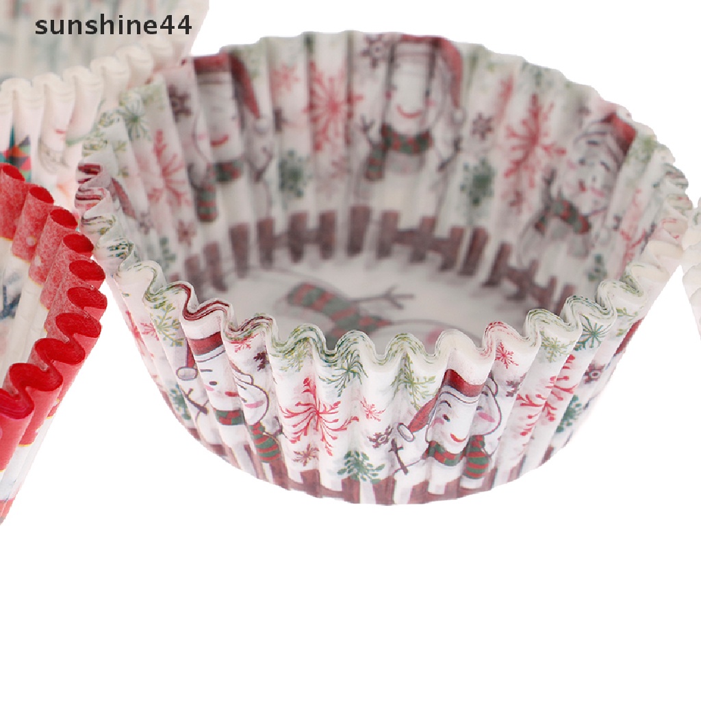 Sunshine 100pcs / set Kotak Cupcake / Muffin Seri Natal