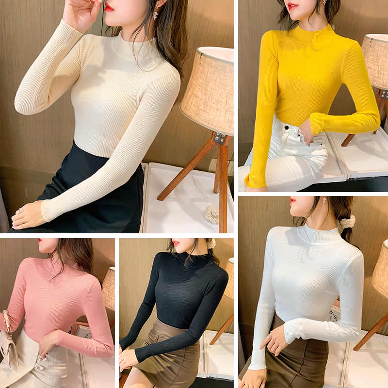 [✅COD] Atasan Kerah Tinggi wanita / Inner Rajut Aisha Hijab Baju Dalaman Turtleneck Knit Rajut Manset Wanita