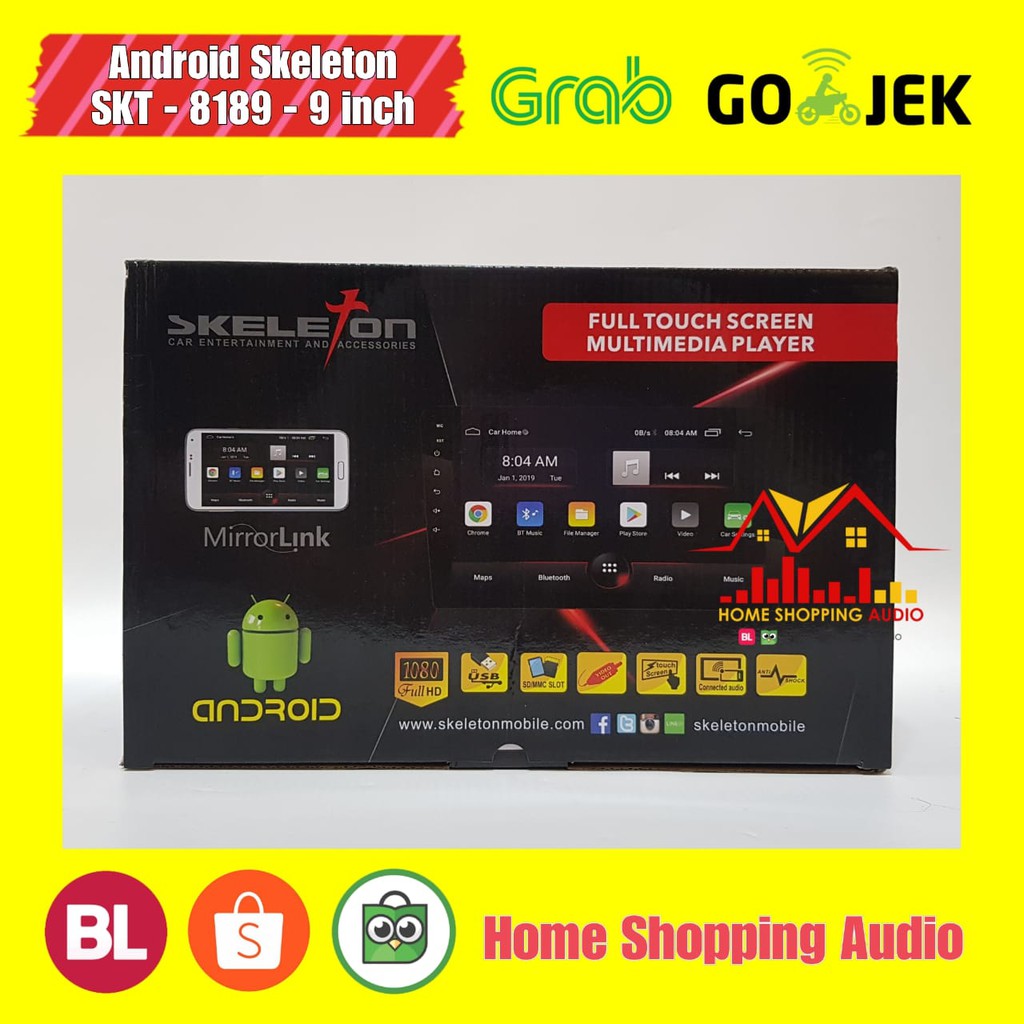 Deckless Android Skeleton SKT 8189 9inch Headunit Android Skeleton SKT 8189 9 inch Garansi Resmi