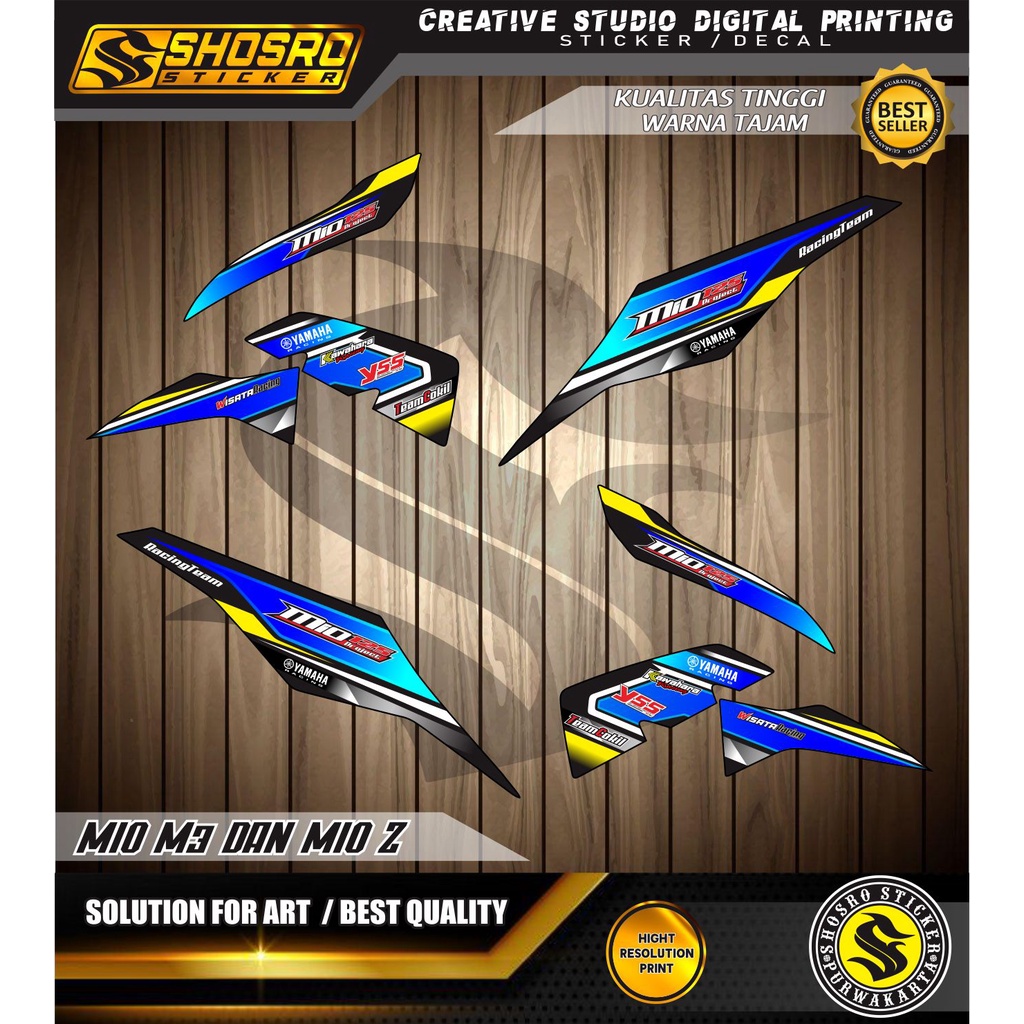 COD-VARIASI MOTOR YAMAHA MIO M3 MIO Z STRIPING/STIKER BIRU RACING VARIASI