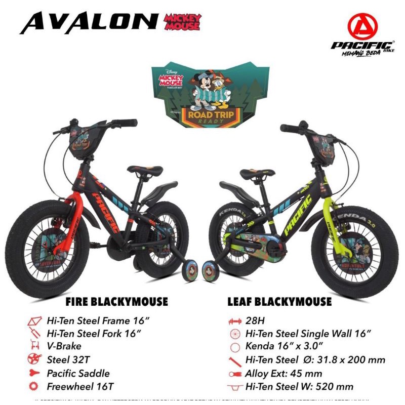 Sepeda Anak BMX 16 inch Pacific Avalon Ban Besar 3.0 Karakter Mickey Mouse
