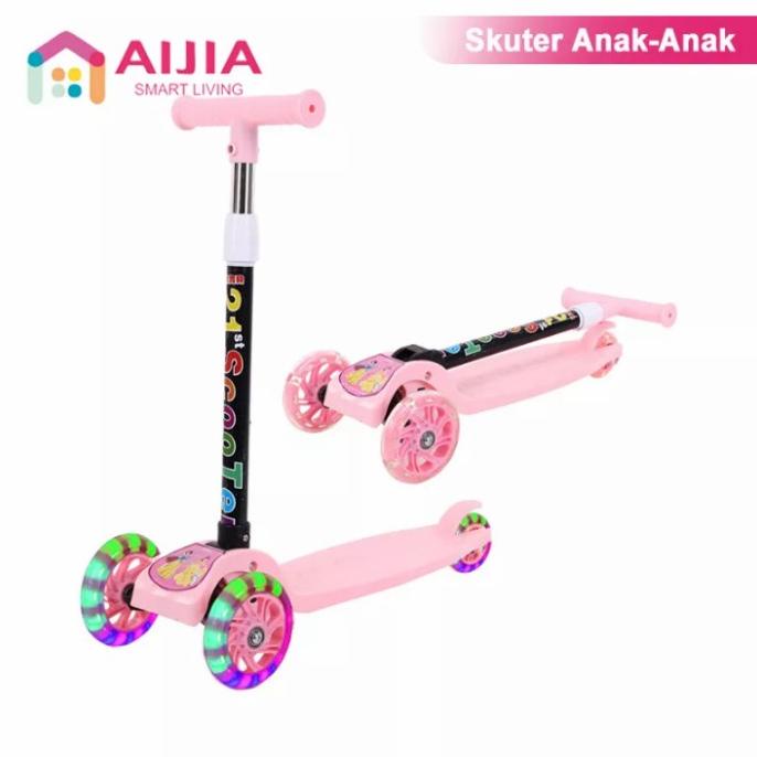 Aijia Otoped Scooter KickBoard Anak Anak Pink