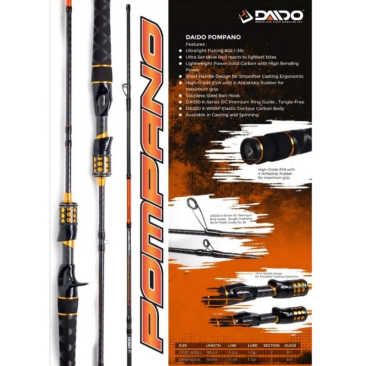 Joran UL Pompano Daido Spinning dan Baitcasting