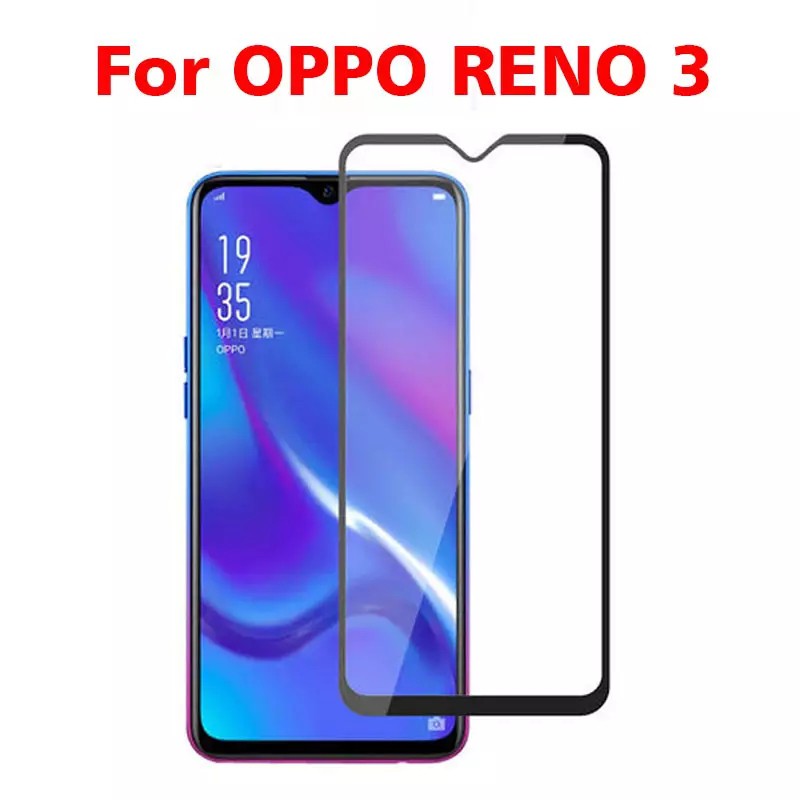 PROMO Tempered Glass OPPO RENO 2, RENO 2F, RENO 2Z, RENO 3 TG Layar FULL COVER Black Anti Gores Kaca