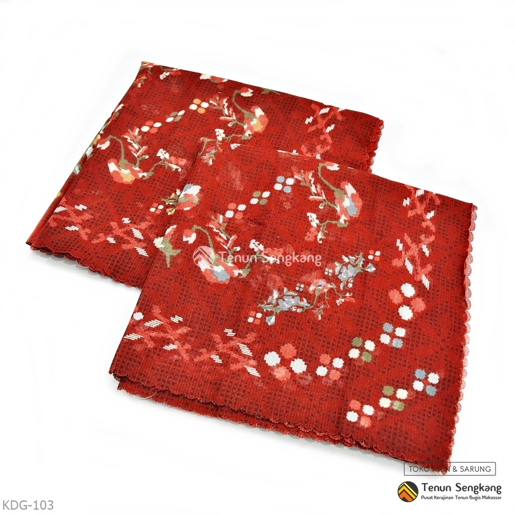 Jilbab Hijab Kerudung Motif Bunga Lagosi Bugis Voal Premium Segiempat Marun 1 - Tenun Sengkang KDG-1