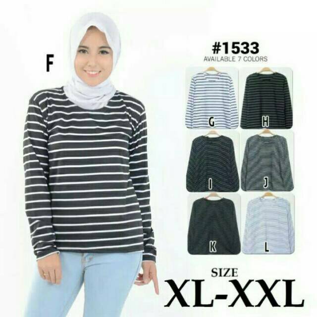 Fashion cewek baju jumbo XL - XXL kaos salur