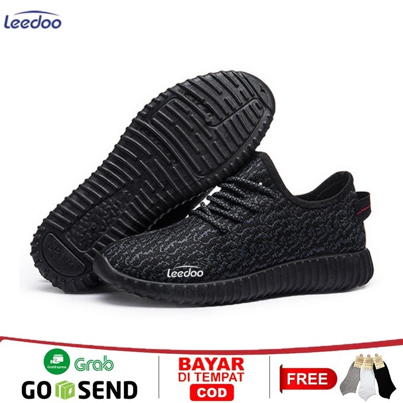 Foto Leedoo Sepatu Pria Sneakers Casual Running Fashion Sport Sepatu Terbaru Kekinian Shoe Black Natural MR207