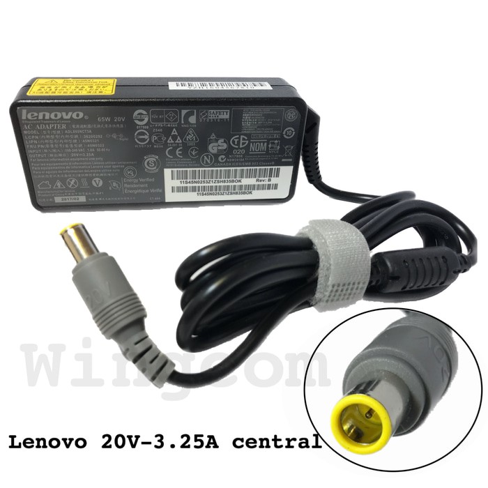 Adaptor Charger Laptop 20v 3,25A Pin Central