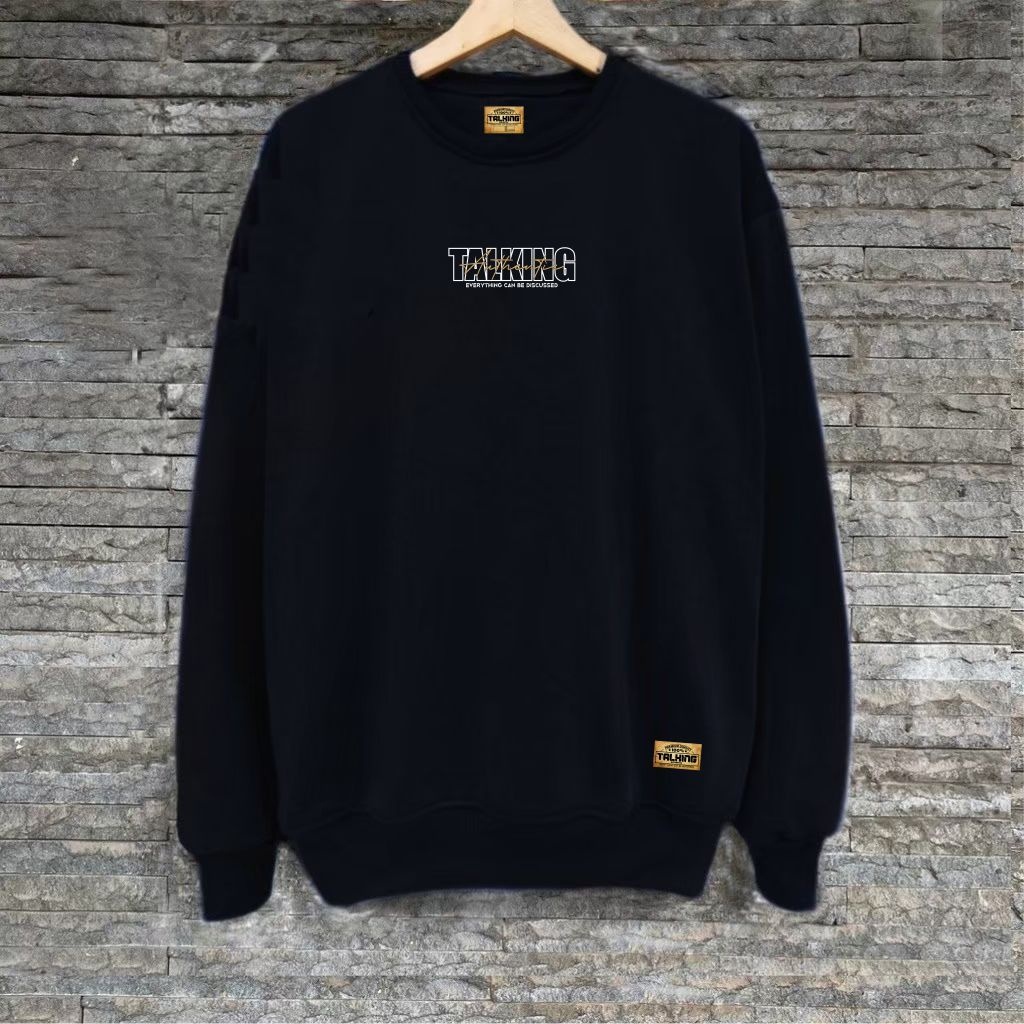 Sweater Pria Hitam Crewneck Pria Oversize Original Talking Authentic