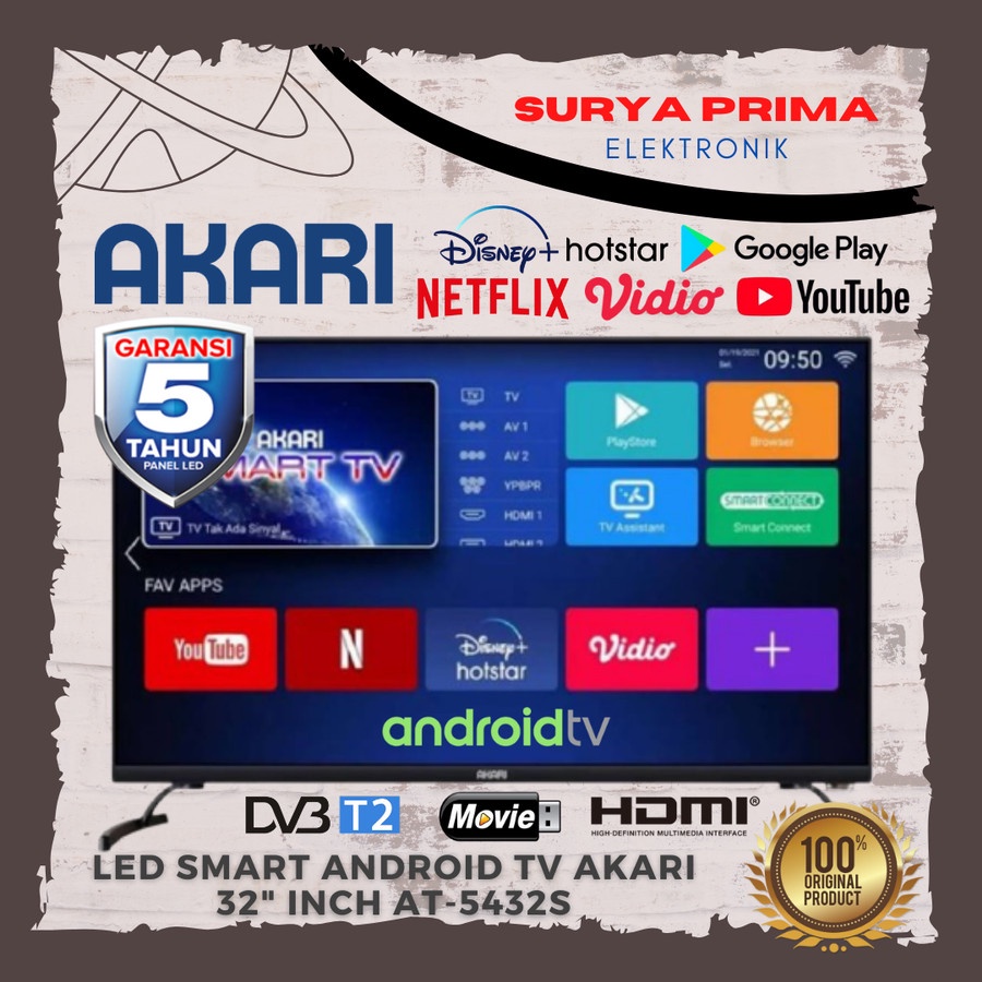 LED TV Akari 32" Inch AT-5432S (Android Smart TV)