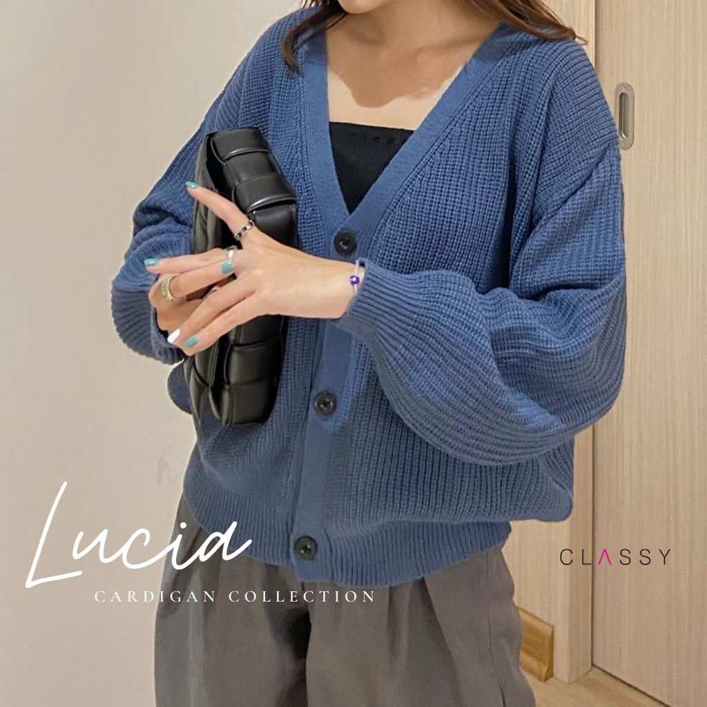 Lucia Cardi New Arrival - semi crop cardigan rajut knit premium-0