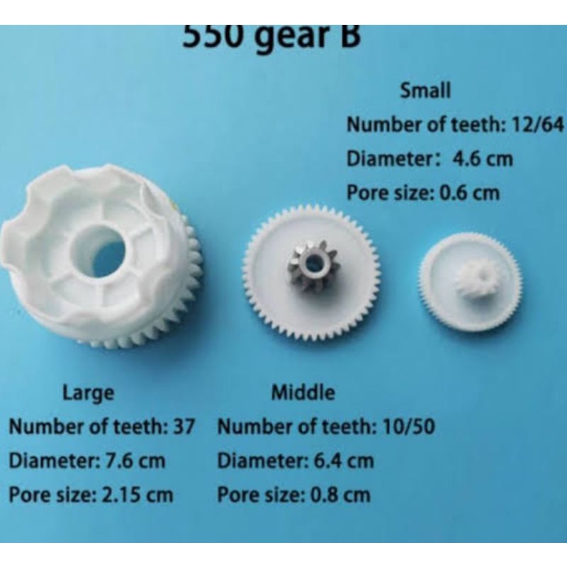Gear dalam gearbox tipe 550 mobil mainan aki