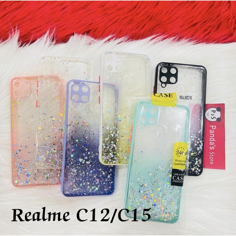 Glitter Case Realme C12 / C15 Funny Color Dengan Pelindung Kamera (PsS)