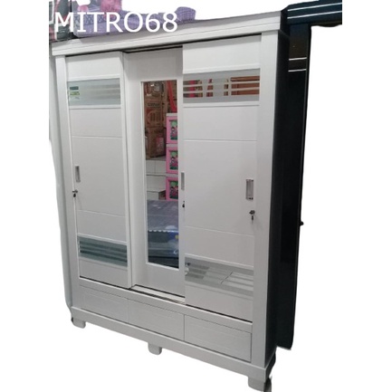 LEMARI PAKAIAN 3 PINTU KNOCKDOWN