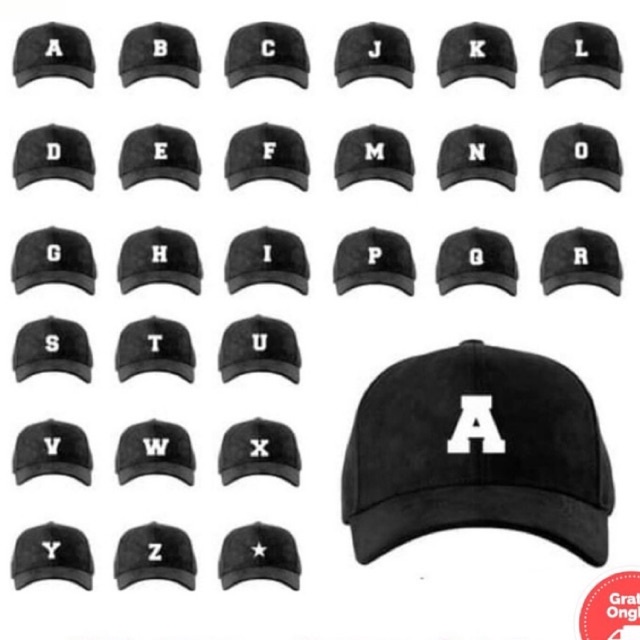 Topi Baseball cap Abjad Huruf Teks Alphabet Premium Quality Distro Clothing Baseballcap
