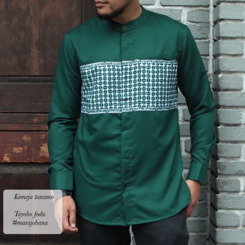 KOKO KURTA LENGAN PANJANG BAHAN TOYOBO kombinasi songket WARNA PUTIH   ABU MAROON HIJAU BOTOL NAVY HITAM  M L XL