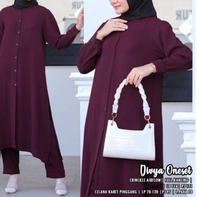 ™ DIVYA SET CRINKLE PREMIUM LONG TUNIK POLOS / DIVYA SETELAN LONG TUNIK / DIVYA SET ➸