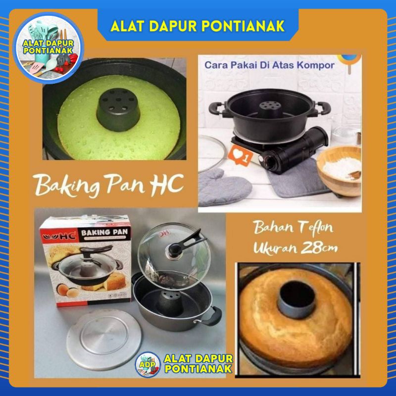 HC Loyang 28cm Baking Pan Generasi 2 Cetakan Kue Bolu Teflon Anti Lengket Tutup Kaca Happy Call