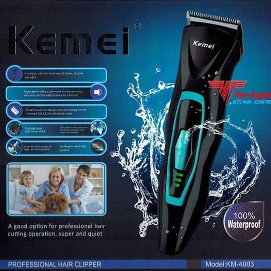 Clipper KEMEI KM-4003 Alat Cukur Waterproof Mesin Cukur Rambut Cas