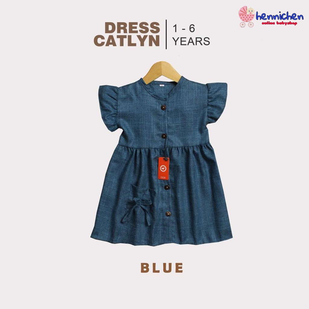 DRESS ANAK BAHAN LINEN TERUSAN ANAK DRESS CATLYN BAHAN PREMIUM 1-6 TAHUN OVIKIDS