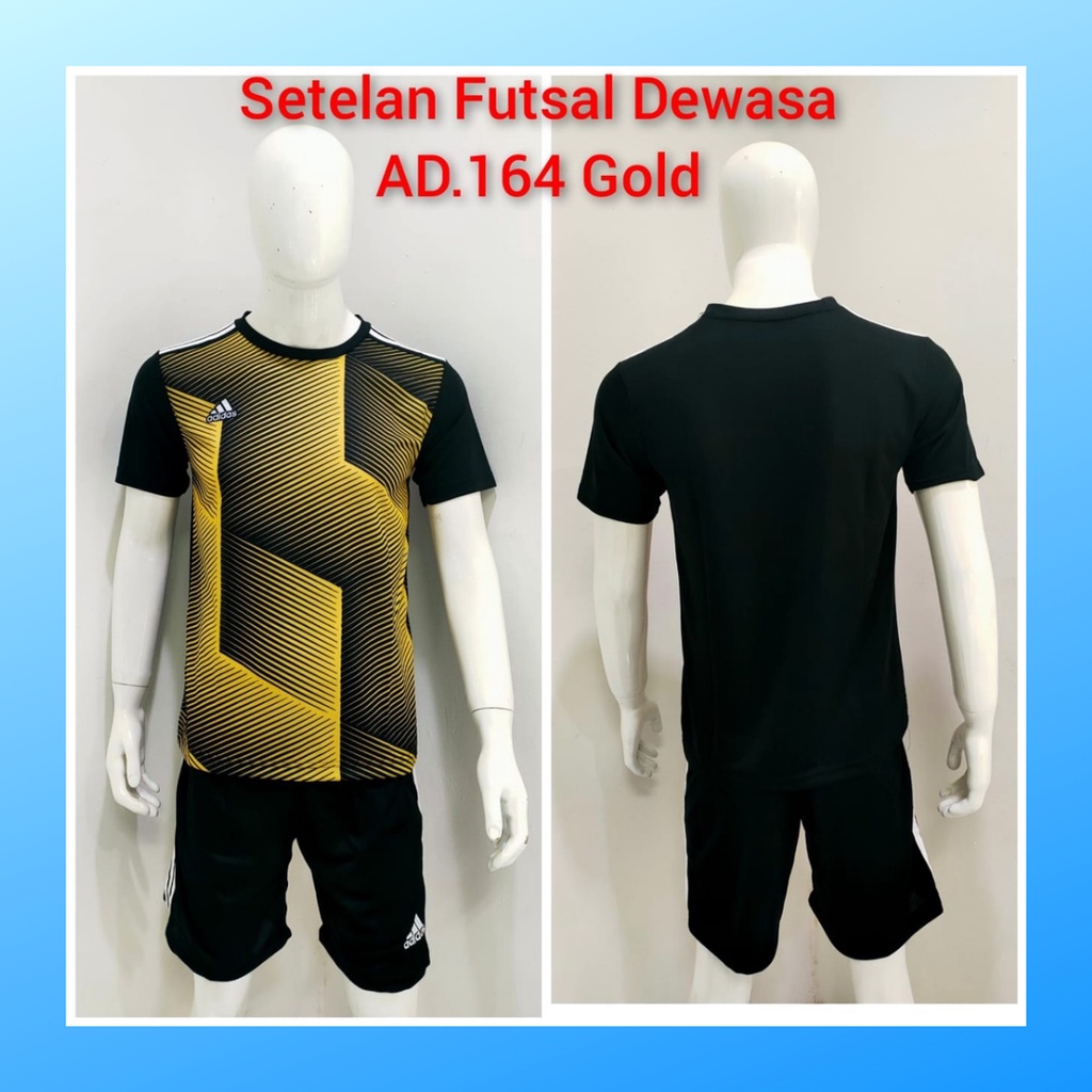 jersey futsal pria kaos sepak bola baju dan celana setelan wanita dewasa t-shirt outfit seragam jarsey kostum olahraga pakaian apparel sport jersy soccer casual jersi suit AD164 gold emas