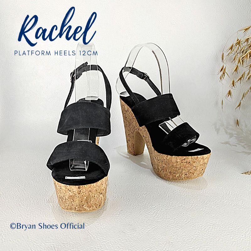 Bryan Rachel Platform Heels Silang 12cm Hak Tahu Kelom Berkualitas Sol Tebal