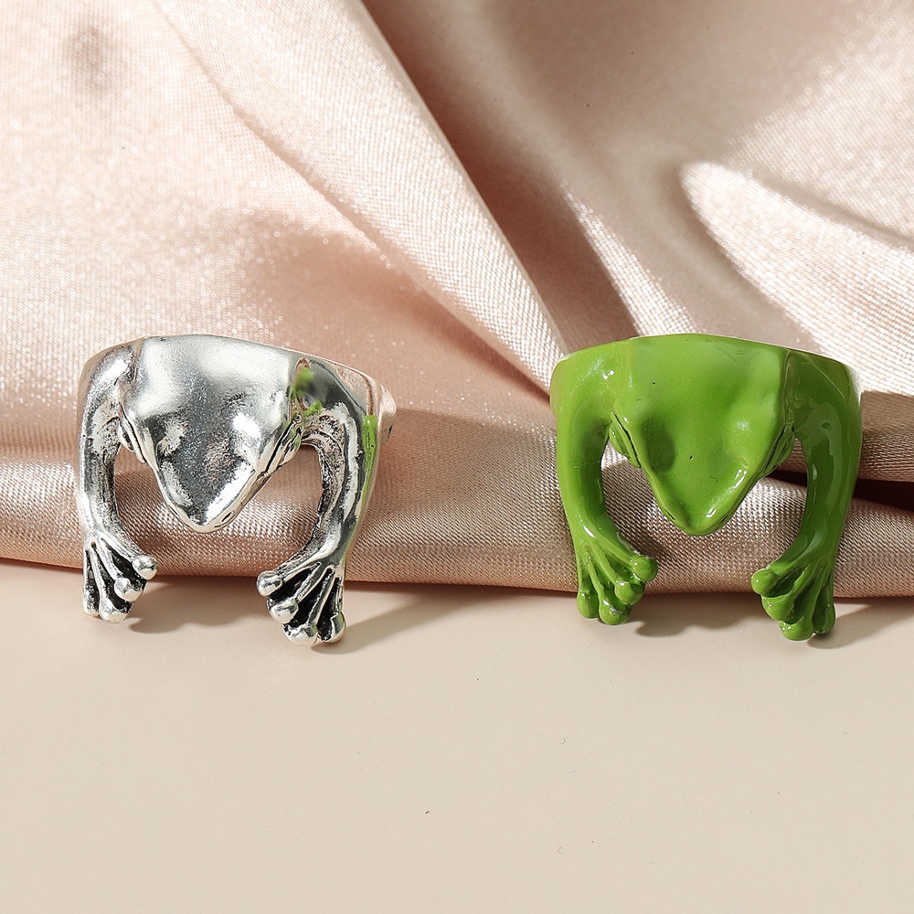 Cincin Model Terbuka Bahan metal Desain Katak Dapat Disesuaikan