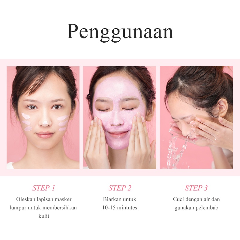 LAIKOU Sakura Mud Mask Sachet Pembersih Pori-pori Komedo Pemutih Mud Mask Jerawat 5g 1pc