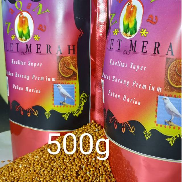 Milet Merah Extra Bersih 500g pakan burung Lovebird