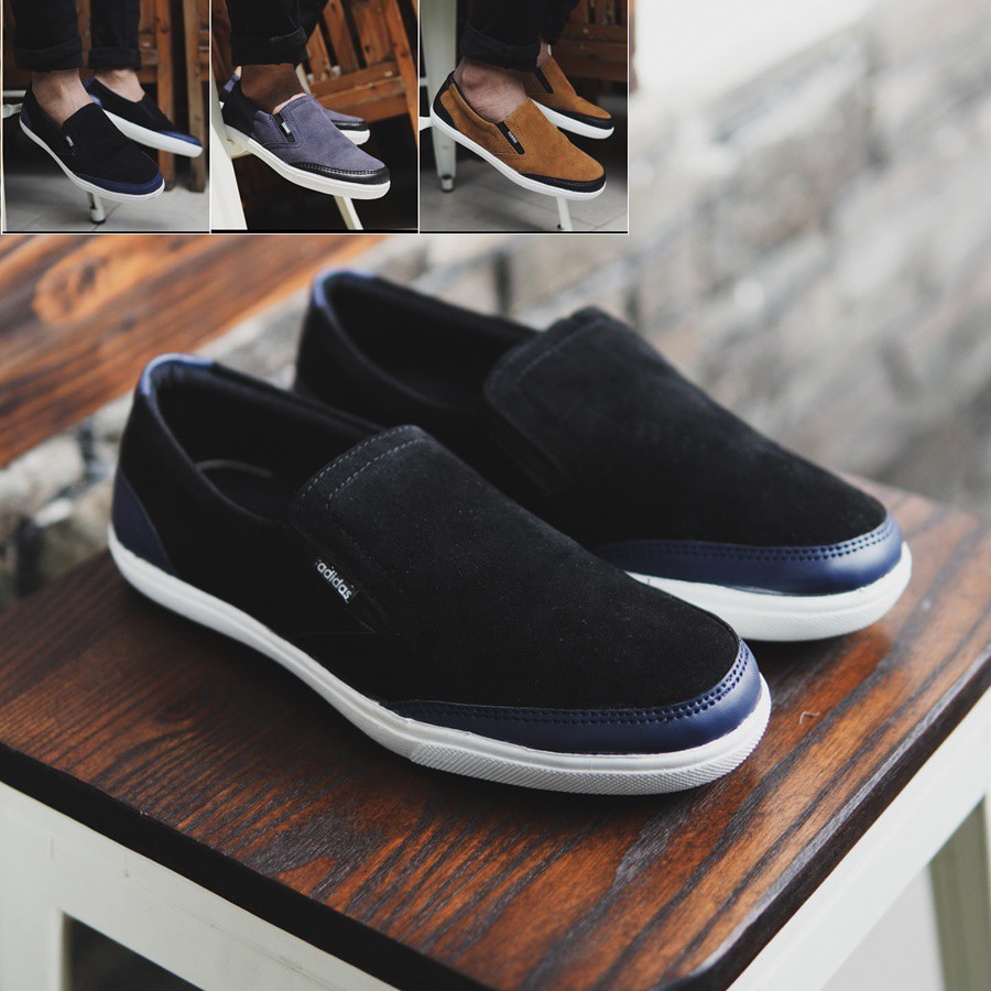 BIG PROMO !! Sepatu Pria Murah Adidas Advantage Suede Kasual Slip On Stylish Santai Kekinian