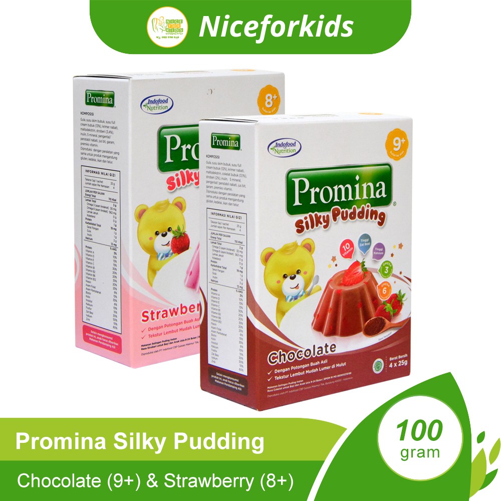 Promina Silky Pudding Snack MPASI Anak - Puding Bayi Rasa Coklat &amp; Strawberry untuk Cemilan Anak