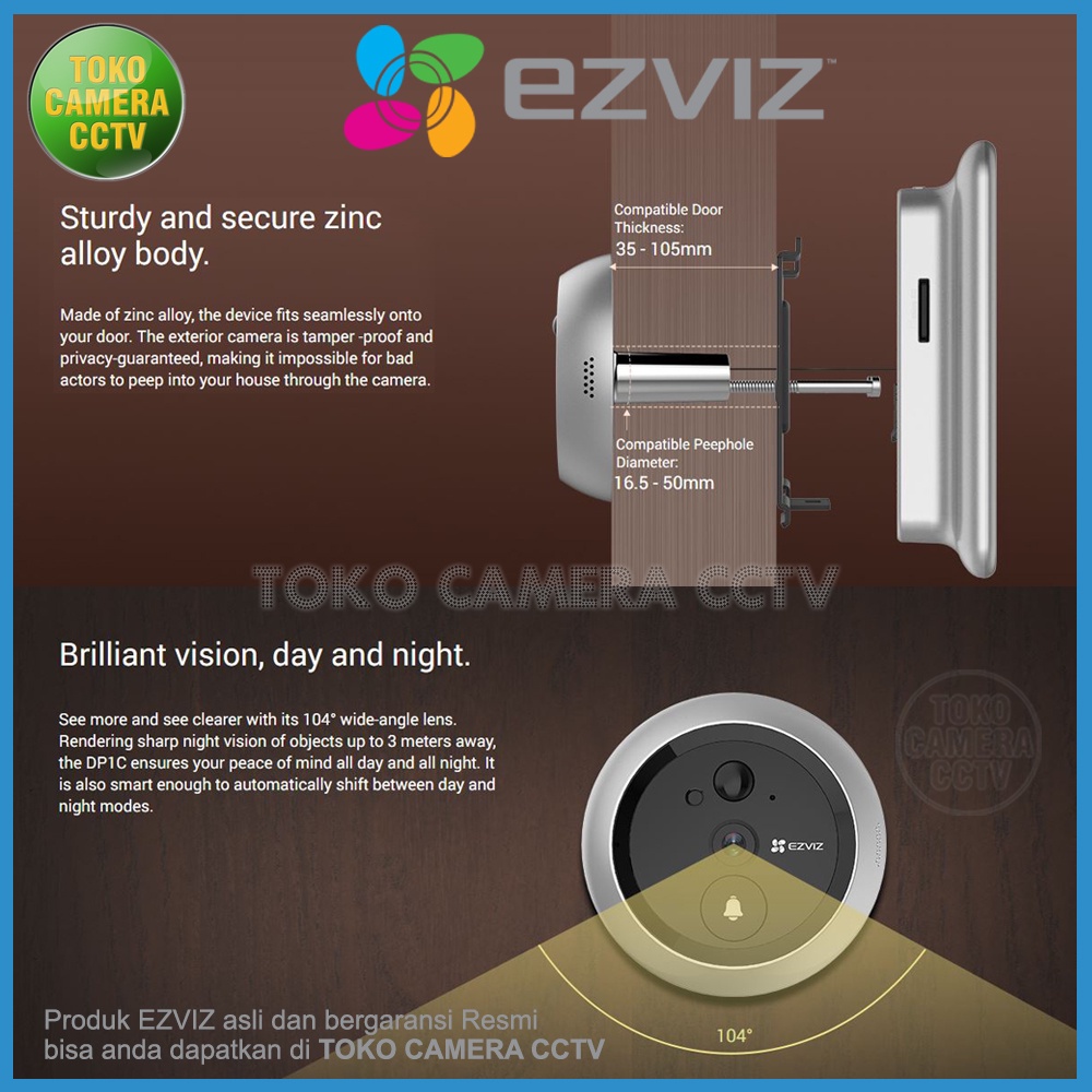 EZVIZ DP1C DOORBELL DOOR VIEWER PEEPHOLE KAMERA BELL PINTU