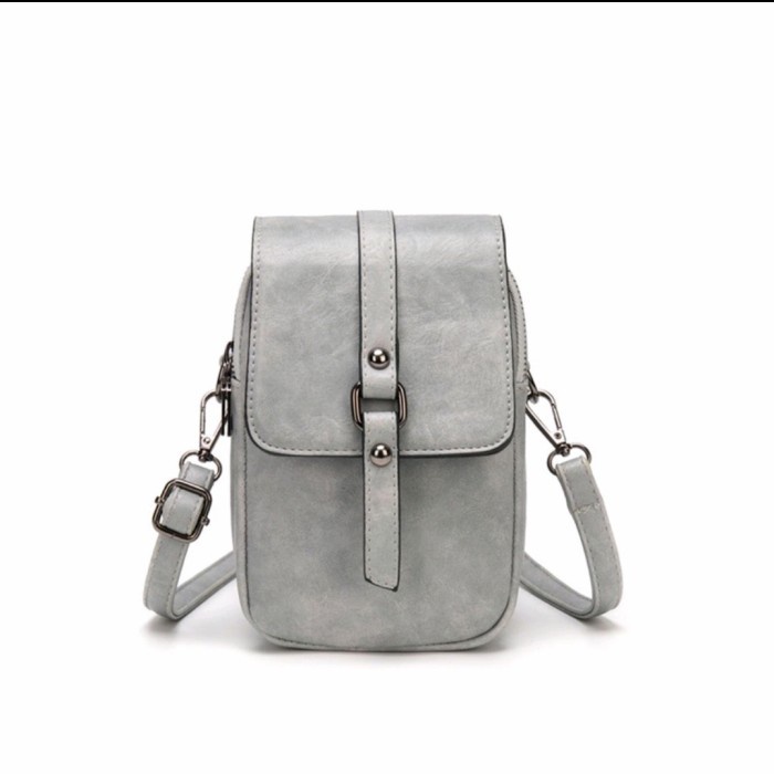 tas wanita Tas selempang samping dompet hp kulit impor wanita cewe murah 1140 - Grey Tas wanita sele