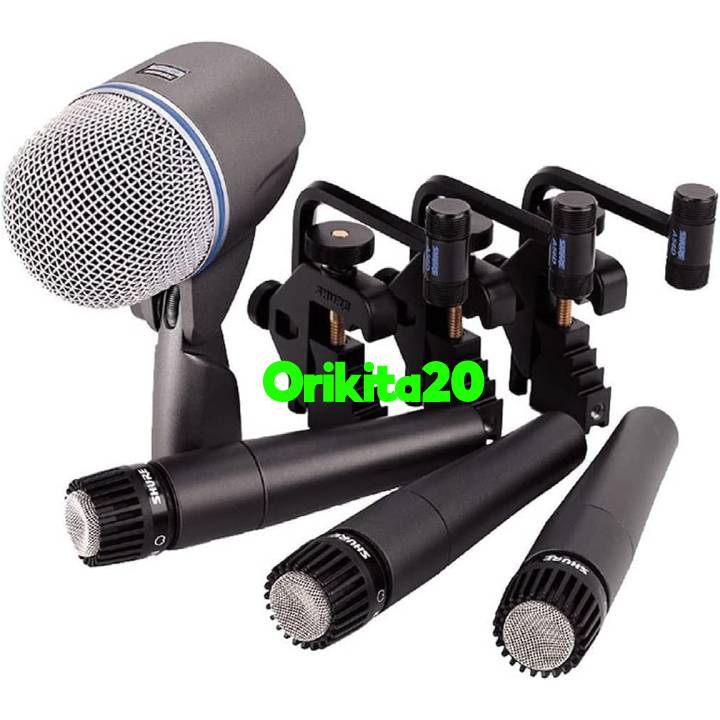 Shure DMK57-52 DMK57 52 Drum Microphone Kit Drum Mic Kit with 3 SM57s, 1 Beta 52A, Drum Mounts, and 