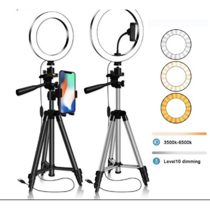 PD- Tripod Ringlight /Ring Light Lampu Selfie 26cm Besar LED Holder