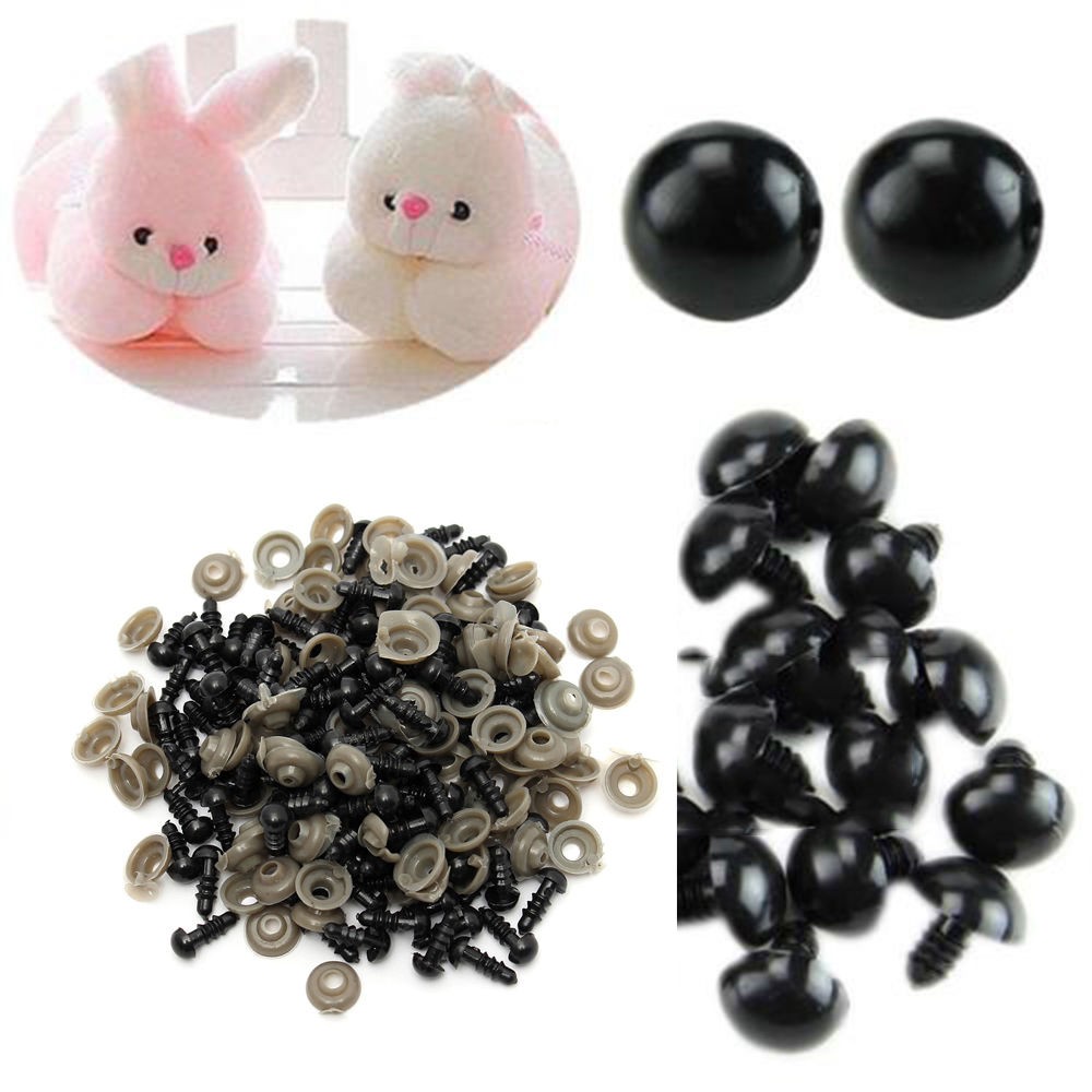 100pcs/50pasang mata boneka bulat hitam/ mata amigurumi crochet/ safety eyes 5-40mm