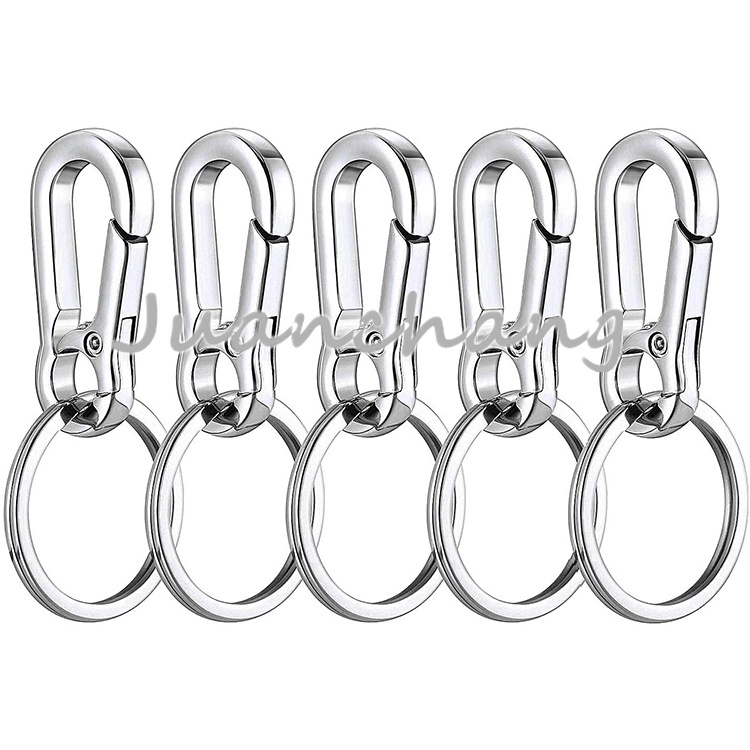 Gantungan Kunci Mobil / Motor Kreatif Bahan Metal Alloy Multifungsi High Quality Popular Stainless Steel Car Anti-loss Key Ring / Carabiner Stainless Steel / Key Chain Silver