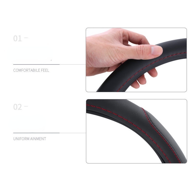 Cover Setir Mobil Mitsubishi Bahan Kulit breathable Anti slip Ukuran 38cm