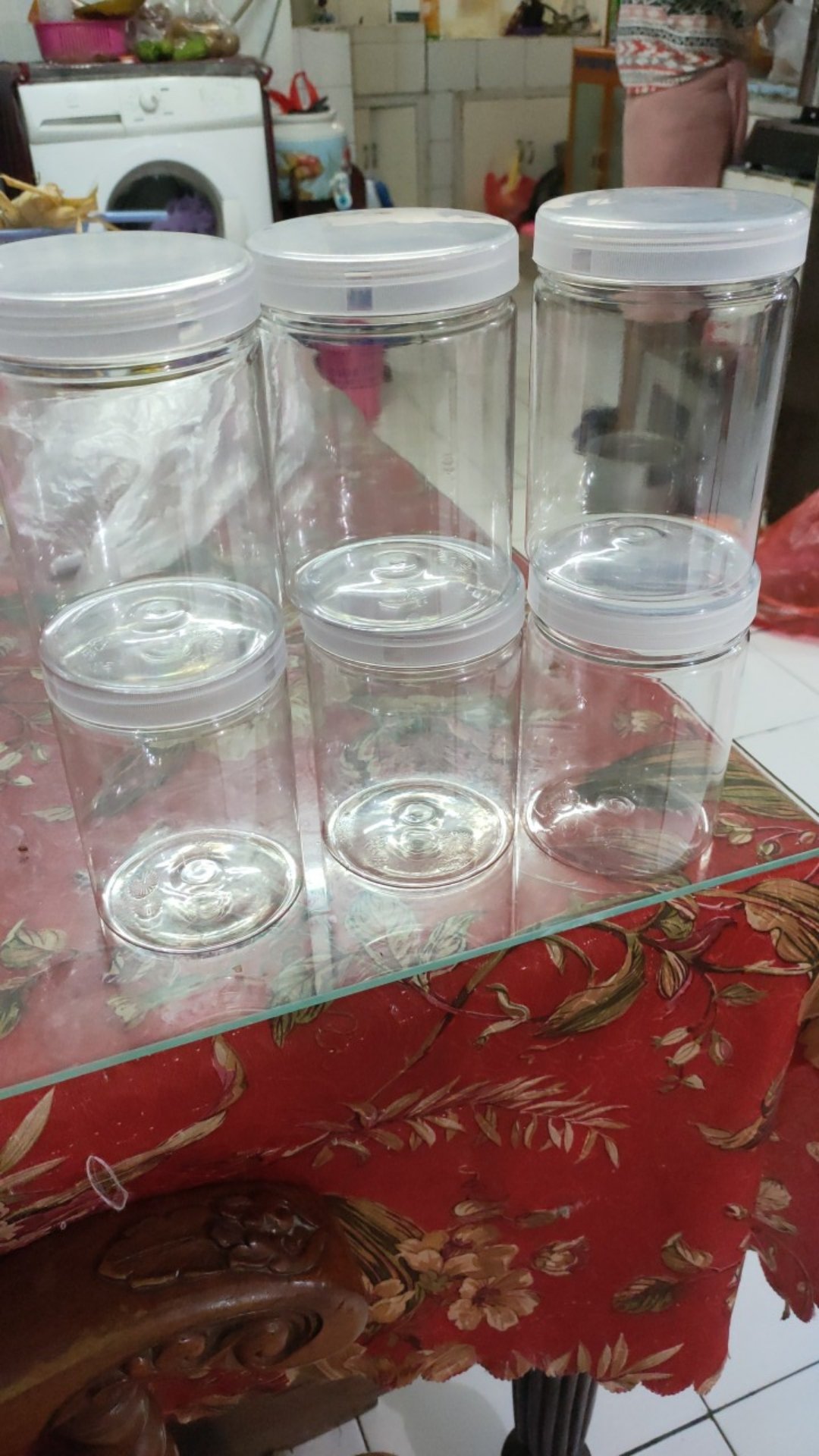 Toples/ Jar Plastik Tinggi Tanpa Gagang 1000 Ml Cokelat/kue Kering Murah Astor Keju Ikan Cupang