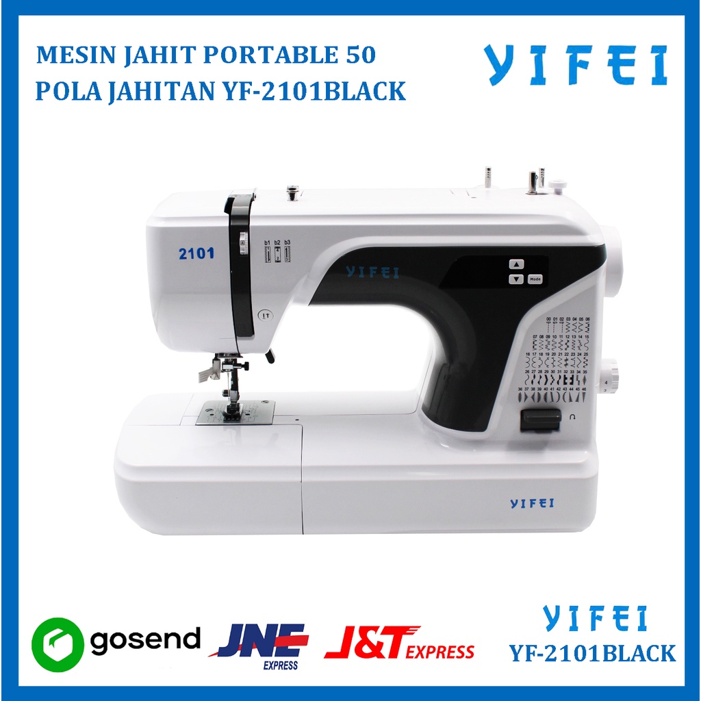 MESIN JAHIT PORTABLE 50 POLA JAHITAN YIFEI YF-2101BLACK WARNA HITAM